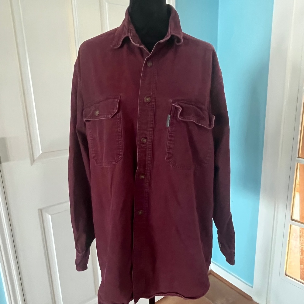 Woolrich Mens Large Long Sleeve 6275 Burgundy Button Down Shirt